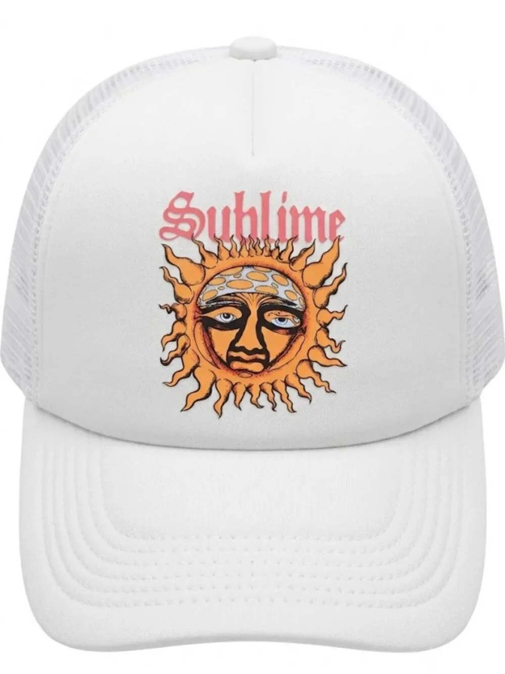 Retro Sublime Band Sun Logo Printed White Foam Trucker Hat Snapback Cap Ska Punk